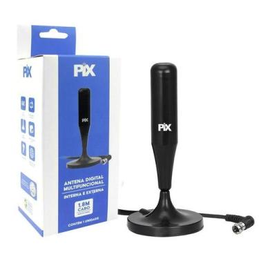 Imagem de Antena Digital Interna Portátil 5dB 1,8m Preto Pix