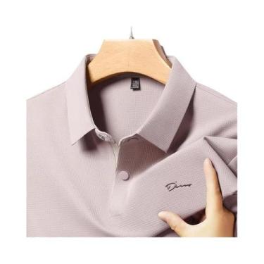 Imagem de Camisa Polo Masculina De Verão Em Seda Gelada Com Manga Curta, Casual 