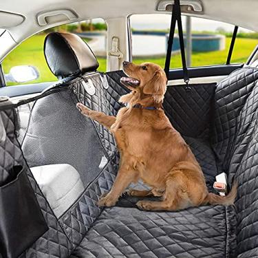 Imagem de LTLJX Capa de assento de carro para cães, impermeável, à prova de arranhões, com abas laterais de malha para proteção de assento traseiro durável para assento de carro, forro de bota de carro para carro, SUV