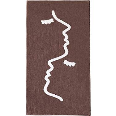 Imagem de Tapete de área para quarto, cabeceira, linhas, antiderrapante, lavável e macio para sala de estudo, varanda, quarto das crianças, cozinha, banheiro, marrom, 60160 cm