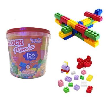 Imagem de Jogo Balde Montar Quebra Cabeça Bloco Mania 156 Peças