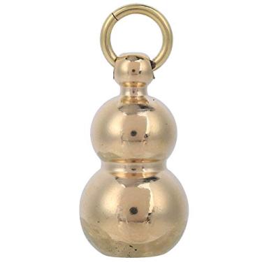 Imagem de Pingente de cabaça, chaveiro de cabaça sólida 2 peças/conjunto novidade latão puro feito à mão para boa sorte para homens(Cor latão, Altura 2,9 cm, diâmetro 1,55 cm)