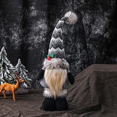 Imagem de Boneca de pelúcia iluminada xuejuanshop com ornamentos de Natal para homem velho da floresta, boneca sem rosto retrátil brilhante (tamanho : cinza)