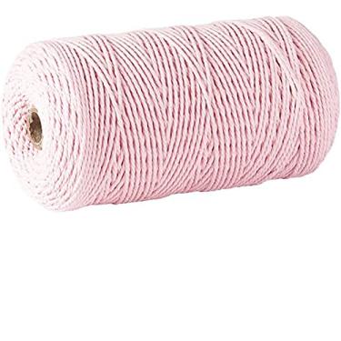 Imagem de Cordão de macramê, 3 mm x 300 m (cerca de 200 m) 100% algodão natural corda macia não manchada para pendurar plantas artesanais para pendurar na parede (rosa)