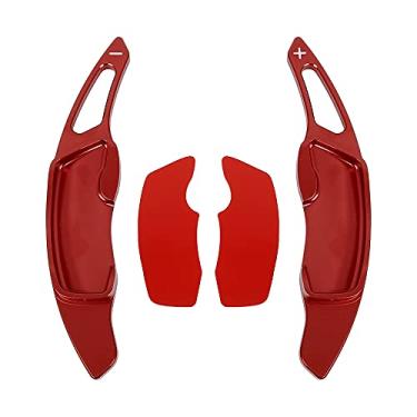 Imagem de X AUTOHAUX Par de capa de extensão de câmbio de volante vermelho de liga de alumínio para Subaru BRZ Forester Impreza WRX Legacy Outback XV Crosstrek