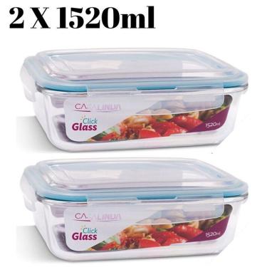 Imagem de Conjunto 2 Pote Vidro Hermético Tampa Mantimentos 1520ml