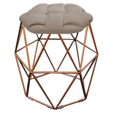 Imagem de Kit 02 Puff Banqueta Luna Nó Bronze Suede Bege
