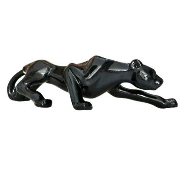 Imagem de Estatueta Pantera Negra Cerâmica Luxo Preta 61Cm