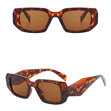 Imagem de Small Polygon Rectangle Women Sunglasses Fashion Retro Square Sun Glasses Men Classic White Glasses Shades UV400,2,Leopard,Tea,china