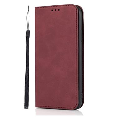 Imagem de GSYH Capa para iPhone 13 Pro Max/13 Pro/13/13 Mini, Capa carteira de couro legítimo à prova de choque com compartimentos para cartão Capa magnética Folio TPU Shell Kickstand Proteção de câmera, Vermelho, 13 Mini 5,4 polegadas