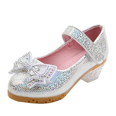 Imagem de Sandália Mary Jane com glitter de salto baixo de cristal para festa de casamento vestido de princesa sapatos para crianças pequenas