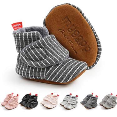Imagem de Ohwawadi Pantufas Infantis Meninas Meninos Botas Meias Bebês Bebês Bebês Recém-Nascidos Sapatos de Berço Calçados de Bebê Pré-Caminhantes, A37 Dark Grey, 6-12 Months Infant