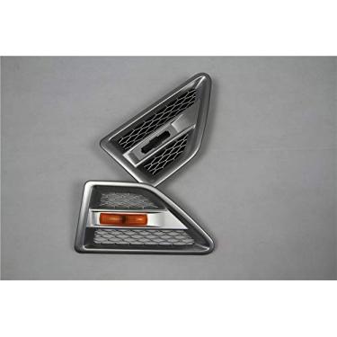 Imagem de 2 peças serve para Land Rover LR2 Freelander 2 2006-2016 grades de ventilação lateral guarnições de barra de malha moldura cinza com luz amarela