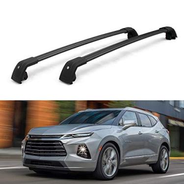 Imagem de UDP-Auto 2 peças barras transversais ajustáveis pretas barras transversais bloqueáveis no teto trilho da bagagem, kits de transporte de bagagem, adequado para Chevrolet Chevy Blazer 2019 2020 2021 2022