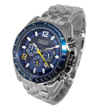 Relógio Magnum Steel Masculino MA32185S Pulseira Aço Prata Multifunção