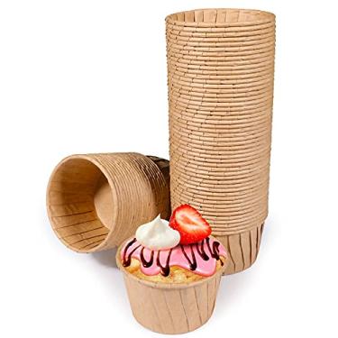 Imagem de TRUSBER Copos de assar, 100 peças de papel para cupcake forros padrão moldes antiaderentes para muffin à prova de gordura suportes para cupcake para casamento, aniversário, chá de bebê ou festa de fim de ano
