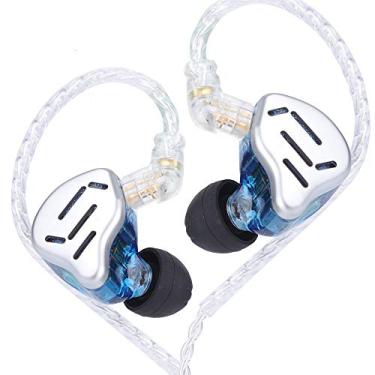 Imagem de Linsoul KZ Zax 1DD+7BA Fones de ouvido híbridos HiFi intra-auriculares com capa de liga de zinco, cabo removível de 2 pinos 0,75 mm OFC (sem microfone, azul)
