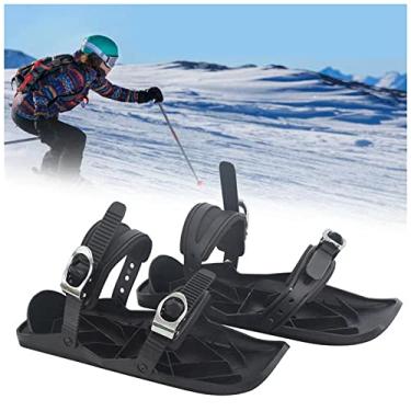 Imagem de Mini patins de esqui curtos para homens e mulheres, Encadernações ajustáveis sapatos de esqui na neve de inverno, Pranchas de esqui curtas Snowskates Snowblades,1st gen