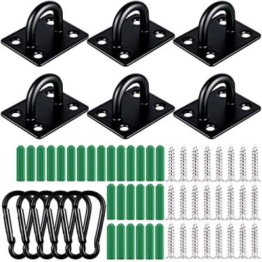 Imagem de Placa de aço inoxidável quadrada ganchos de pressão e parafuso placa de olho forte ganchos em U ganchos de teto de aço inoxidável parafuso em u gancho gancho gancho grampo gancho laço para interior e externo