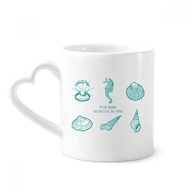 Imagem de Caneca azul hipocampo com estampa de vida marinha caneca café cerâmica copo de coração de vidro