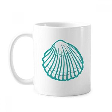 Imagem de Caneca de cerâmica com ilustração verde da vida marinha Scallop louça de cerâmica para café e porcelana