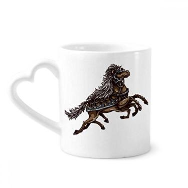 Imagem de Armadura de cavalo correndo Caneca de grão de arte animal café cerâmica copo de coração de vidro