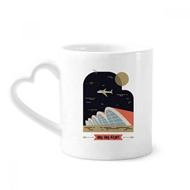 Imagem de Caneca de aeroporto internacional de Hong Kong caneca de café cerâmica copo de coração de vidro