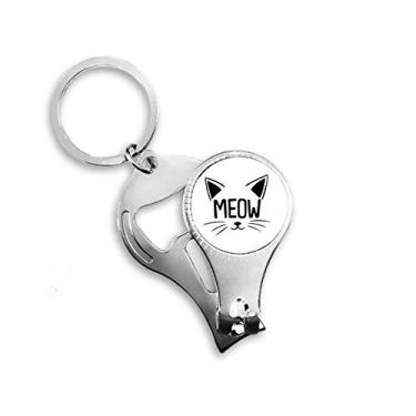 Imagem de Mewing Cat Head English Quote Cartoon Nail Nipper Ring Chaveiro Abridor de Garrafas Cortador