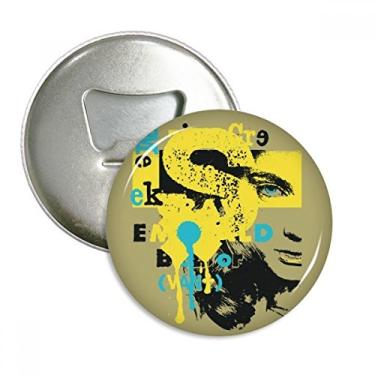 Imagem de Graffiti Street Amarelo Azul Preto Abridor de Garrafas Ímã de Geladeira Emblema Multifuncional