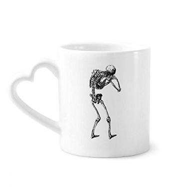 Imagem de Caneca de desenho de esqueleto humano na parte de trás caneca de café cerâmica copo de coração de vidro