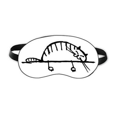 Imagem de Sorriso listrado gato linha deitada dormir olho escudo macio noite venda sombra capa