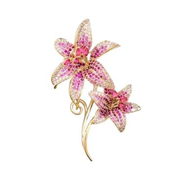 Imagem de KIZQYN Broche feminino lírio alfinetes de luxo elegantes broches de flores moda versátil acessórios de fantasia acessório de fantasia