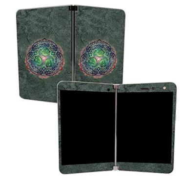 Imagem de Capa protetora MightySkins para Microsoft Surface Duo – Dragão Celta | Capa protetora de decalque de vinil durável e exclusiva | Fácil de aplicar, remover e mudar estilos | Feito nos EUA