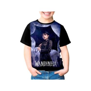 Imagem de Camisa Camiseta Blusa Infantil Wandinha Addams Série Personagem Moda G