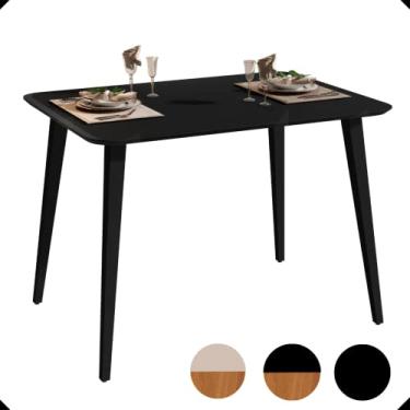 Imagem de Mesa de Jantar Retangular 120x80 Tampo MDF 25 mm Pes em Madeira (Preto/Preto)