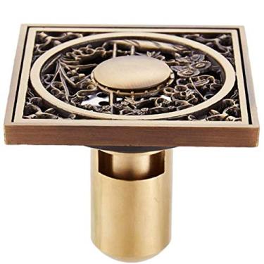 Imagem de Piso ralo para chuveiro ralo de cobre antigo quadrado arte vintage piso esculpido Tampa do ralo para chuveiro Ralo de resíduos do banheiro ralos de banho Accessor