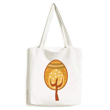 Imagem de Sacola de lona com árvore de ovo amarelo festival de Páscoa bolsa de compras casual bolsa de compras