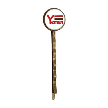 Imagem de Bandana nacional do Iêmen com estampa vermelha retrô de metal para cabelo Bobby Pin