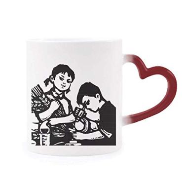 Imagem de Caneca de grés com microscópio de trigo sensível ao calor do Patriotismo