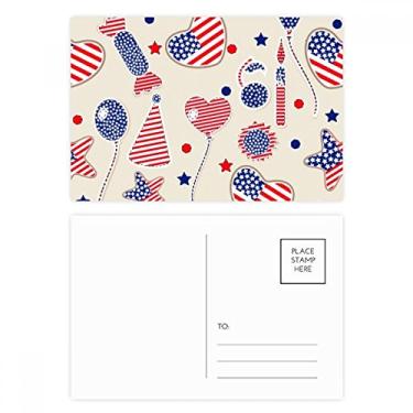 Imagem de Conjunto de cartões postais de aniversário com bandeira de coração e estrela com balão dos EUA