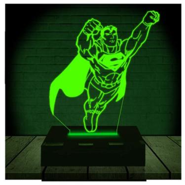 Imagem de Luminária Led Abajur  3D  Super Homem Man Dc Heroi - Rb Criações