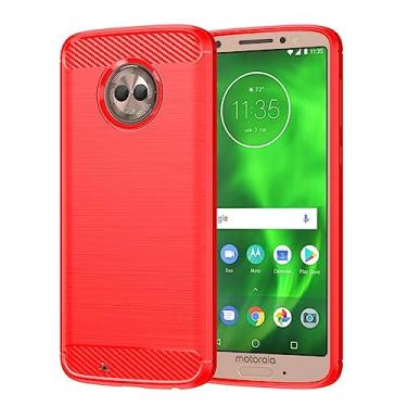 Imagem de Capa para celular Motorola Moto G6 Plus 5.9" capa macia anti-queda com case borda elástica -Vermelho