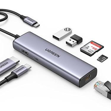 Imagem de UGREEN 7-in-1 USB C Hub com Gigabit Ethernet, Adaptador multiportas HDMI tipo C para 4K, USB C Dock 100W PD Charging, USB 3.0 Ports, SD/TF Card Reader, USBC Hub para MacBook Pro/Air M1, XPS, etc