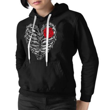 Imagem de Blusa Moletom Feminina Coração De Caveira Casaco-Feminino