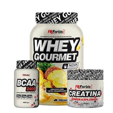Imagem de Kit Whey Protein Gourmet Pote + Creatina 300g + BCAA 100 cáps - FN Forbis Nutrition (Abacaxi com Leite Condensado)
