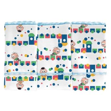 Imagem de Pano de Boca Babete Kit com 3 Uunidades Fralda 100% Algodão Turma da Mônica Infantil Bebê - Incomfral (Azul Cebolinha)