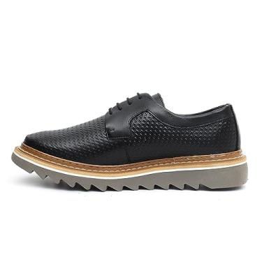 Imagem de Sapato de Couro Oxford Masculino Derby Tratorado Premium Cor:Preto;Tamanho:40