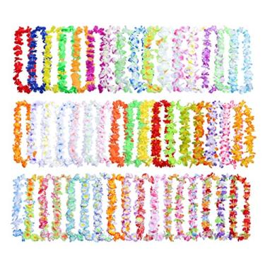 Imagem de Guirlanda de Natal 50 pçs/100 pçs colar havaiano tropical havaiano pano flor guirlanda decoração de festa decoração de férias