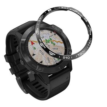 Imagem de Wscebck Anel de proteção anti-riscos capa de metal para Garmin Fenix 6/Fenix 6 Pro Watch Dial Bezel Ring Styling Case (Cor: B Preto Branco)