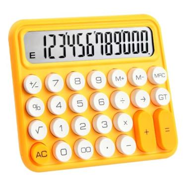 Imagem de Calculadora rosa, calculadora fofa em cores doces, calculadora mecânica inspirada em máquina de escrever com tela LCD grande e de 12 dígitos, calculadora de botão grande, calculadora de mesa Lim